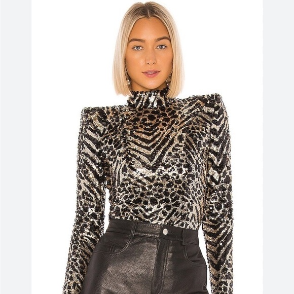 Zhivago Tops - Zhivago When The Sun Went Down Sequin Top in Animal Size Medium